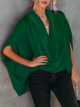 Solid Color Batwing Sleeves Blouse Top